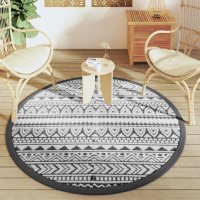 vidaXL Outdoor-Teppich Schwarz Ø160 cm PP
