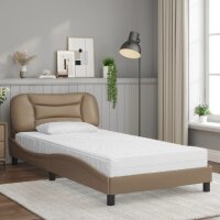 vidaXL Bett mit Matratze Cappuccino-Braun 100x200 cm Kunstleder