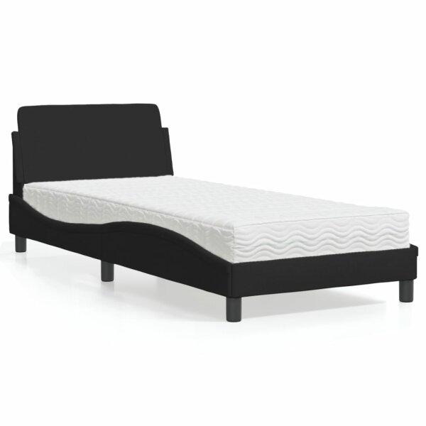 vidaXL Bett mit Matratze Schwarz 90x200 cm Stoff