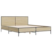 vidaXL Bettgestell Sonoma-Eiche 120x190 cm Holzwerkstoff und Metall