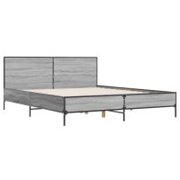 vidaXL Bettgestell Grau Sonoma 140x190 cm Holzwerkstoff und Metall