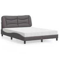 vidaXL Bett mit Matratze Grau 120x200 cm Kunstleder