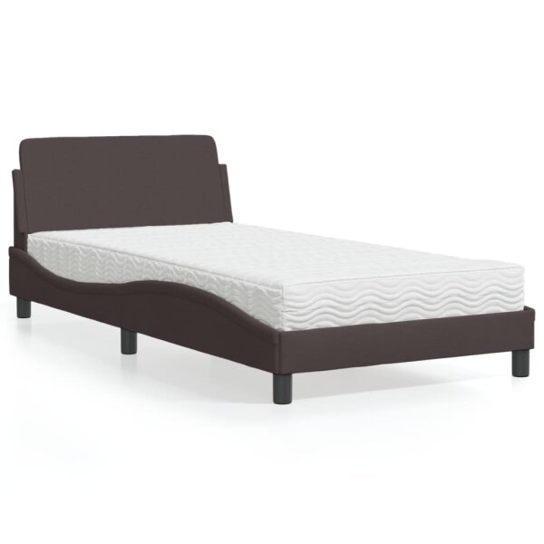 vidaXL Bett mit Matratze Dunkelbraun 100x200 cm Stoff