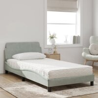 vidaXL Bett mit Matratze Hellgrau 100x200 cm Samt