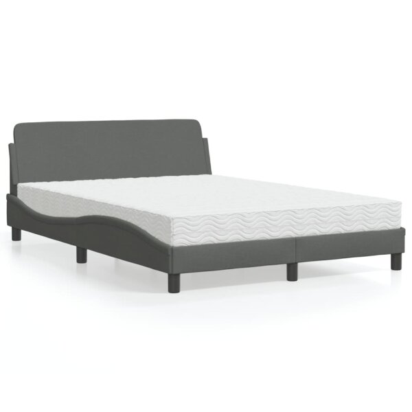 vidaXL Bett mit Matratze Dunkelgrau 140x190 cm Stoff