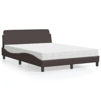 vidaXL Bett mit Matratze Dunkelbraun 140x190 cm Stoff