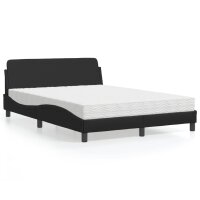 vidaXL Bett mit Matratze Schwarz 140x200 cm Kunstleder