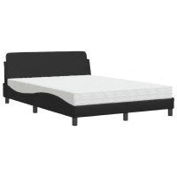 vidaXL Bett mit Matratze Schwarz 140x200 cm Kunstleder