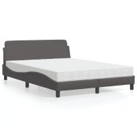 vidaXL Bett mit Matratze Grau 140x200 cm Kunstleder