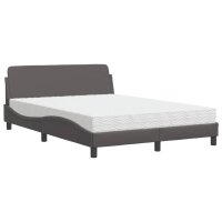 vidaXL Bett mit Matratze Grau 140x200 cm Kunstleder