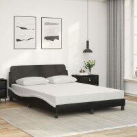 vidaXL Bett mit Matratze Schwarz und Wei&szlig; 140x200 cm Kunstleder