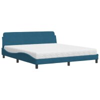 vidaXL Bett mit Matratze Blau 180x200 cm Samt