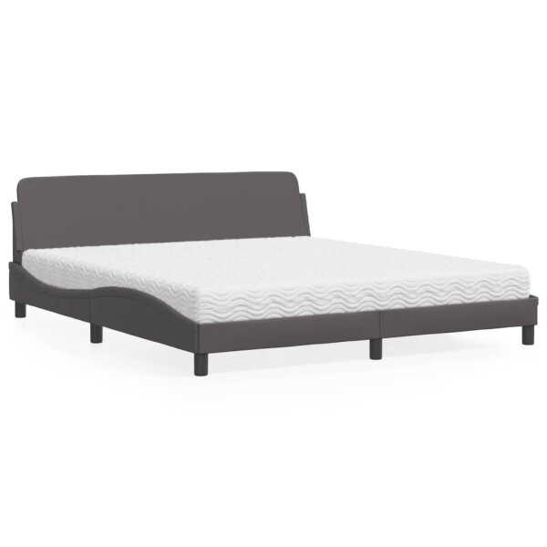 vidaXL Bett mit Matratze Grau 180x200 cm Kunstleder