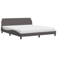 vidaXL Bett mit Matratze Grau 180x200 cm Kunstleder