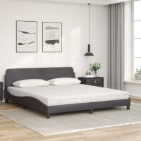 vidaXL Bett mit Matratze Grau 180x200 cm Kunstleder