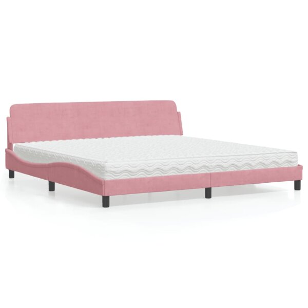 vidaXL Bett mit Matratze Rosa 200x200 cm Samt