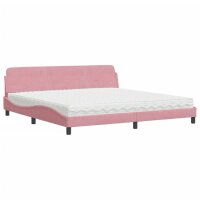 vidaXL Bett mit Matratze Rosa 200x200 cm Samt