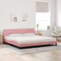 vidaXL Bett mit Matratze Rosa 200x200 cm Samt