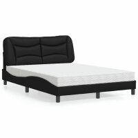 vidaXL Bett mit Matratze Schwarz 140x200 cm Kunstleder