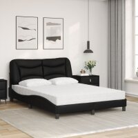 vidaXL Bett mit Matratze Schwarz 140x200 cm Kunstleder