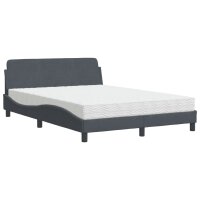 vidaXL Bett mit Matratze Dunkelgrau 120x200 cm Samt