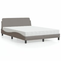 vidaXL Bett mit Matratze Taupe 140x200 cm Stoff