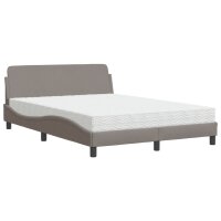 vidaXL Bett mit Matratze Taupe 140x200 cm Stoff