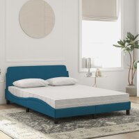 vidaXL Bett mit Matratze Blau 140x200 cm Samt