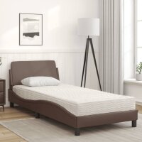 vidaXL Bett mit Matratze Braun 90x200 cm Kunstleder