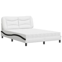 vidaXL Bett mit Matratze Weiß und Schwarz 140x200...