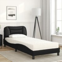 vidaXL Bett mit Matratze Schwarz 80x200 cm Kunstleder