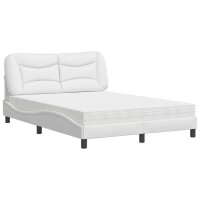 vidaXL Bett mit Matratze Weiß 140x190 cm Kunstleder