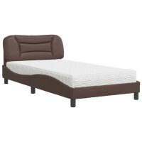 vidaXL Bett mit Matratze Braun 100x200 cm Kunstleder