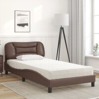 vidaXL Bett mit Matratze Braun 100x200 cm Kunstleder