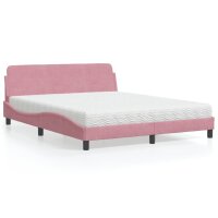 vidaXL Bett mit Matratze Rosa 160x200 cm Samt