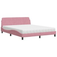 vidaXL Bett mit Matratze Rosa 160x200 cm Samt