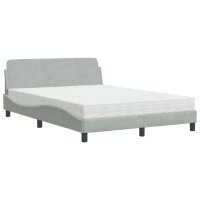 vidaXL Bett mit Matratze Hellgrau 140x190 cm Samt