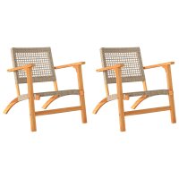 vidaXL Gartenst&uuml;hle 2 Stk. Beige Poly Rattan und Akazienholz