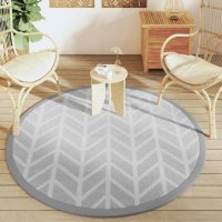 vidaXL Outdoor-Teppich Grau Ø160 cm PP