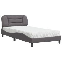 vidaXL Bett mit Matratze Grau 100x200 cm Kunstleder