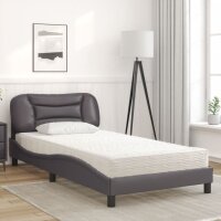 vidaXL Bett mit Matratze Grau 100x200 cm Kunstleder