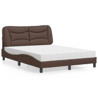 vidaXL Bett mit Matratze Braun 120x200 cm Kunstleder