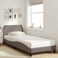 vidaXL Bett mit Matratze Taupe 80x200 cm Stoff