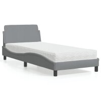 vidaXL Bett mit Matratze Hellgrau 90x190 cm Stoff