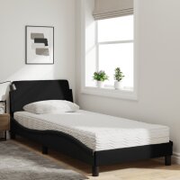 vidaXL Bett mit Matratze Schwarz 90x190 cm Stoff