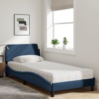vidaXL Bett mit Matratze Blau 90x190 cm Stoff