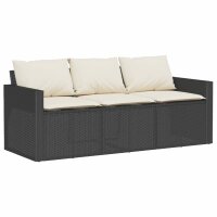 vidaXL 6-tlg. Garten-Sofagarnitur mit Kissen Schwarz Poly Rattan