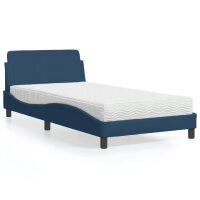 vidaXL Bett mit Matratze Blau 100x200 cm Stoff
