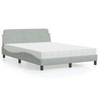 vidaXL Bett mit Matratze Hellgrau 120x200 cm Samt