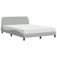 vidaXL Bett mit Matratze Hellgrau 120x200 cm Samt